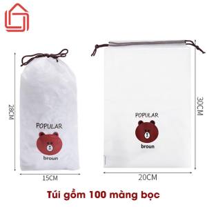 Combo 2 Túi Màng Bọc Thực Phẩm Co Giãn Gấu Polupar Brown - Túi Gấu Nâu Màng Bọc Thực Phẩm