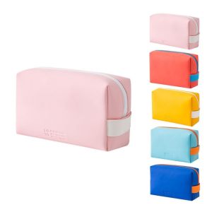 MAXG Dung lượng lớn Túi đựng mỹ phẩm Da PU Màu sắc kẹo ngọt Hộp đựng đồ trang điểm Dễ thương Thiết kế đa chức năng Túi đựng đồ vệ sinh cá nhân dùng cho du lịch