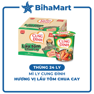 [THÙNG 24 LY] - AFOTECH - Mì ly Cung Đình Lẩu tôm chua cay Mì ly Tôm chua cay Cung Đình Mì Tôm chua cay Cung Đình (71g/ly)