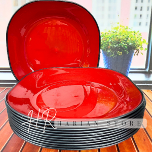 12 PCS PIRING BULAN  RAMEN BESAR TEBAL DUA WARNA 9 INCH PIRING RAMEN TAHAN PANAS