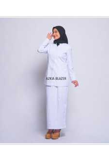 Seragam blazer wanita kantor terbaru modern kekinian reguler polyester premium import stretch putih