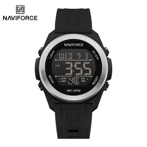 NAVIFORCE Original Watch for Men LCD Digital Display Luminous Wristwatch Rubber Strap 5ATM Waterproof Multifunctional Outdoor Sports Mens Watch