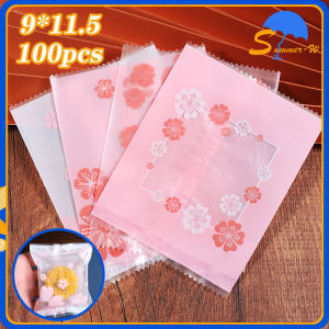 100PCS Kantong Kemasan Biskuit/Kue/Permen Desain Bunga Untuk Musim Gugur Moon Cake Bag