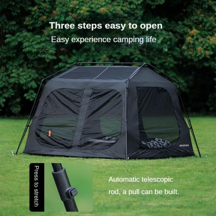 BLACKDOG%20STAR%205.9%20Black%20Automatic%20Cabin%20Tent%201%20Bedroom%204%20Awning%20Canopy%20Halls%20Fast%20Build%20Tent%20For%203-4%20Persons%20Large%20Up%20To%2027m%C2%B2%20Usable%20Area%20Vinyl%20Coated%20Sunscreen%20Waterproof%20Outdoor%20Camping%20Hiking%20Travel%20Heavy%20Duty%20Original%20Black%20Dog%20-%20Image%204