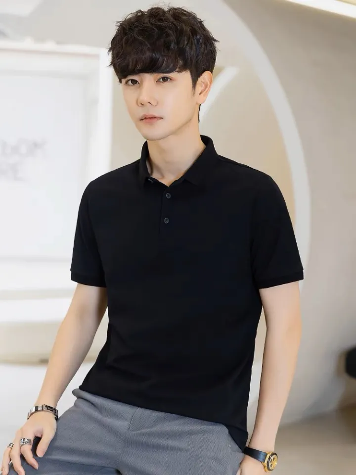 Korean Men In Black Shirt Fashion Korean Men T-shirt Men Cloth Top