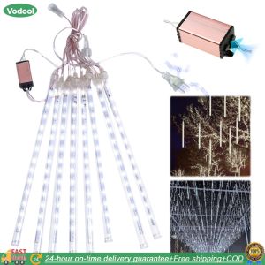 8Pcs Waterproof LED Meteor Shower Rain Lights 30CM Colorful Fairy String Lights for Garden and Party Decoration