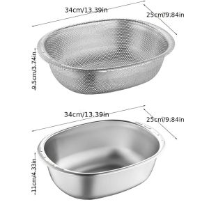 2 Pcs/13.39In Egg-Shaped Stainless Steel Mixing Bowl Thickened and Deepened for Home Kitchen Use Commercial New Model Egg-Shaped Bowl Vegetable Washing Bowl Soup Bowl Strainer Bowl Rice Washing Bowl Multi-Purpose Bowl2026