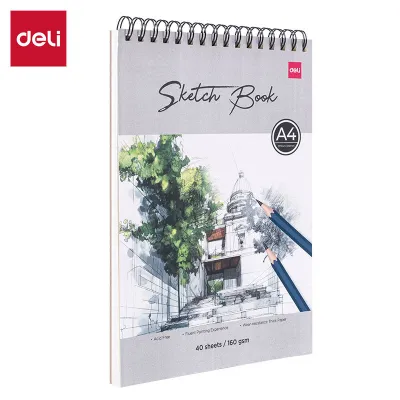 Deli Sketch Paper A4 80 Pages 160gsm Drawing Book Thick Paper Professional Sketchbook for Artist