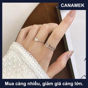【CANAMEK】 2 chiếc nhẫn trái tim tình yêu rỗng thời trang nhẫn hình học cá tính nhẫn mở vòng Vòng chỉ số thích hợp nhẫn ngón tay trang sức thời trang Nhẫn quà tặng
