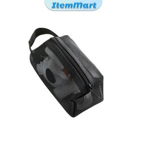 Item Nylon Mesh Zipper Makeup Bag Portable Handheld Cosmetic Toiletry Storage Pouch Stationery Bag