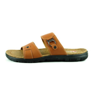 Sandal Pria Kulit Casual Khamzo K01 Premium Slide Slop Hitam