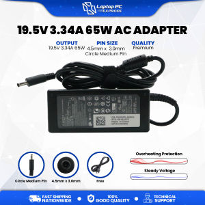 PC Tech Laptop Charger 19.5V 3.34A 65W Compatible With Dell Inspiron 15 5000 (3551) 11 3000 (3148) (7348)