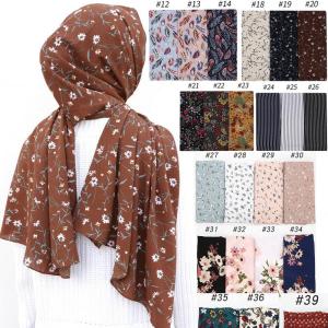 Jifang Fashion Muslim Women Seersucker Heavy Chiffon Hijabs Shawl Flower Floral Prints Head Scarf Wraps Headband Scarves WJ275