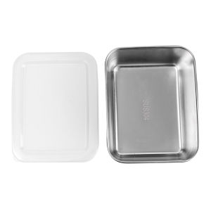 Square Stainless Steel Fresh-Keeping Box Sealed Container Portable Lunch Box Thickened Small Square Food Box