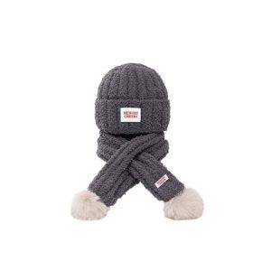 VALER Soft Kids Beanie Scarf Set Elastic Thickened Children Thick Thermal Suit Baby Pom Pom Headwear Flexible Toddler Winter Knit Cap Skiing
