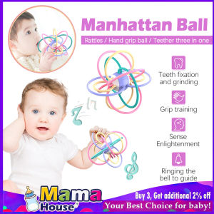 Develop Intelligence Toy Baby Teether For Baby Manhattan Ball Colorful Rattles Soft Plastic Hand Bell Teether Toys