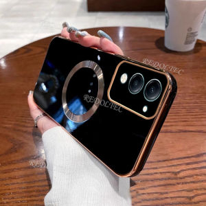 For VIVO Y04 4G Case Ultra Thin Solid Color Electroplated Casing For VIVOY04 VIVO Y 04 With Magnetic Ring Wireless Charging Phone Cover
