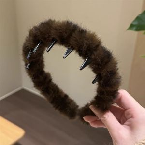 High Skull Top Headband Female Autumn and Winter Plush Hair Pressing Hairpin South Korea Classic Style Headband Hair Accessories Headdress