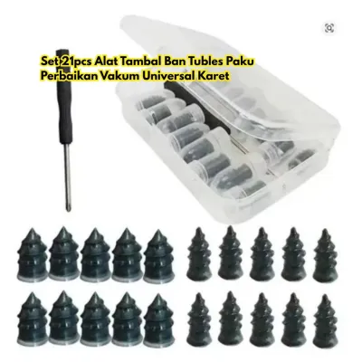 Set 21pcs Alat Universal Ban Motor Mobil Tambal Tubeless Paku Kit Perbaikan BR302 Tubles Vakum Karet
