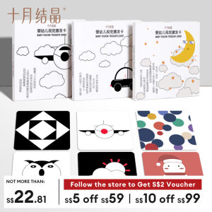 TEN-M JOURNEY Baby Flashcard 60 Pcs/120 Page Black White Colorful Visual Stimulation Learning Activity Card for Babies
