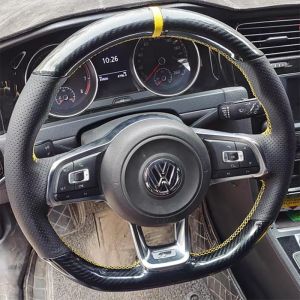 Kaly Hand Stitched carbon fiber Genuine Leather Steering Wheel Cover For Volkswagen Golf 7 GTI Golf R MK7 Polo GTI Scirocco 2015 2016 Q9Z6P