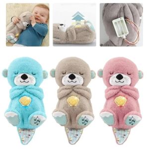 Stitch Otter Koala Kawaii Musical Plush Doll with Soothing Sound Light and Breathing Function for Newborn Baby Children Sleep Companion Gift