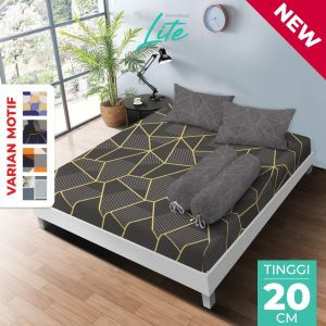 Kintakun LITE - Sprei 160x200 Queen Microfiber Motif Minimalis B2 Hi-Breath (5in1) 20cm -  Seprai Set Dewasa Size Double