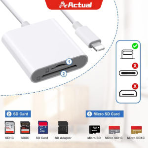 Actual Dual Slot Memory Card Reader TF & SD 2 In 1 OTG Cable With Lightning Port Professional Adapter For Ipad & Iphone & Type-C Android Phone To Transfer Data Card Reader