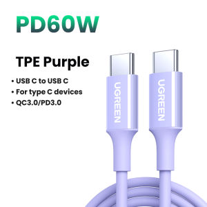 Ugreen PD 60W Fast Charge Cable Data Transfer 480Mbps USB C to USB Type-C for Samsung S24 S23 S22 Xiaomi 11t Xiaomi 12t Huawei P40 P30  Macbook iPad Pro 2022 2021 Chromebook Nintendo Switch Model:60517