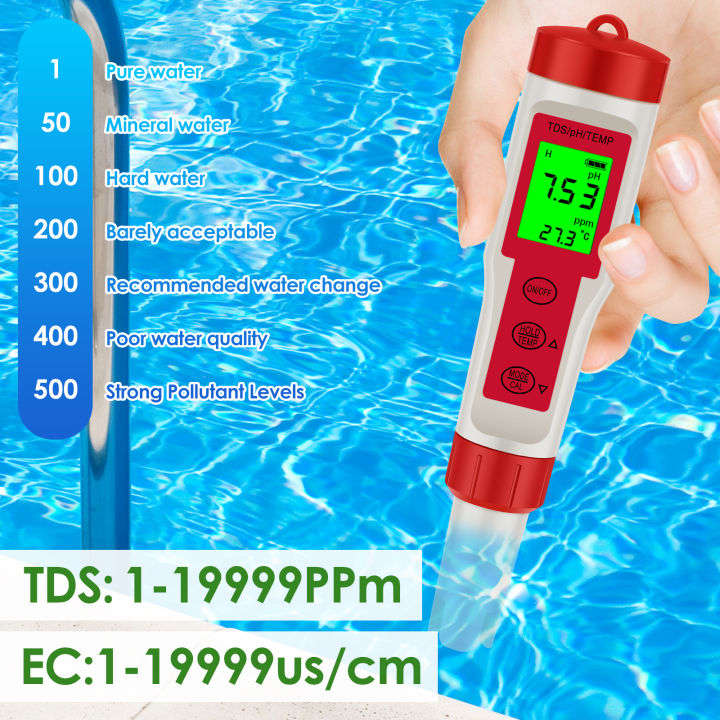 【New release】 New Ph Test Meter Portable 4 In 1 Ph Ec Tds Temp Meter ...