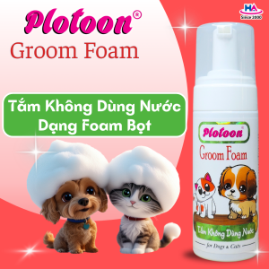 Bọt tắm chó mèo Groom Foam Plotoon - Tắm không dùng nước Khử mùi Mượt lông - 140ml