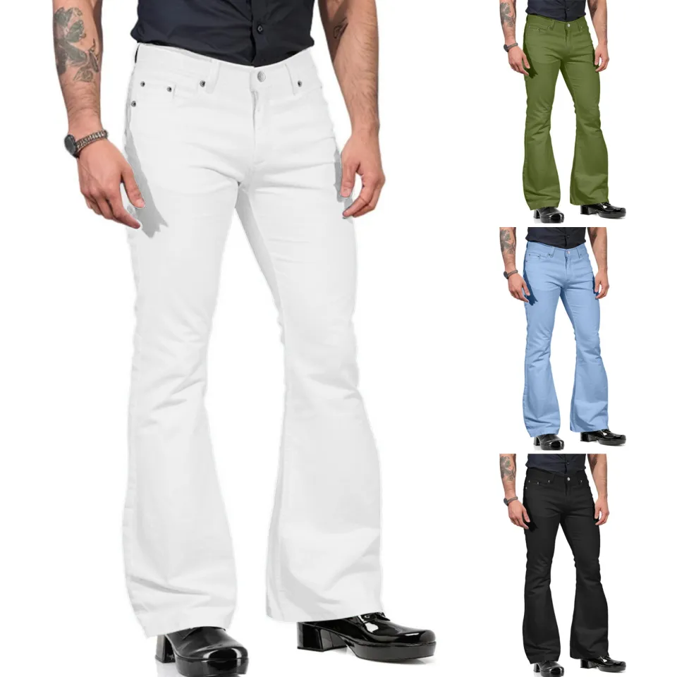 2023 New Men's Flared Trousers Formal Pants Bell Bottom Pant Dance White  Suit Pants Formal pants for Men Size 28-37