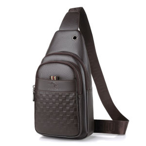 Tas Selempang Pria Kulit Asli Warna Coklat Gaya Korea Branded Premium Crossbody Bag
