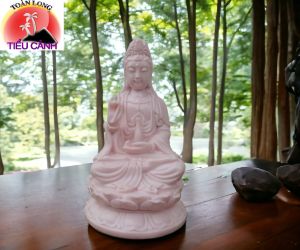 Tượng phật quan âm cầm dải lụa (nhiều màu sắc) cao 22cm. trang trí tiểu cảnh bonsai ghép lũa để bàn trà phòng khách bàn làm việc trên ô tô đồ thờ cúng phong thủy…