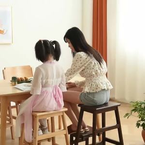 LZD  Household Solid Wood Foldable Stool Bench Creative Multi-Functional Step Ladder Step Stool Door Dual-Use Shoe Changing Stool