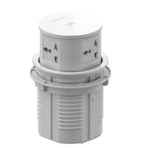 Pop Up Socket for Office/Conference Table/Kitchen Island - 4 Universal Power with Wireless Charging UK/MY Plug 6 Months Warranty