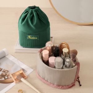 LUXURYLYN Multicolor Makeup Bag Multi-functional Large Capacity Cosmetics Bag Convenient Flannel Toiletry Bag Home Storage