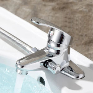 Bathroom Faucet Double-Hole Basin Hot And Cold Basin Tap Mixer Faucet 2 Ways Deck Mounted Zinc Alloy Sink Mixer Tap