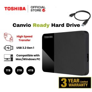 New Toshiba Canvio Ready Portable Hard Drive 1TB 2TB 4TB | USB 3.2 High-Speed Transfer | Plug & Play | Compact Design