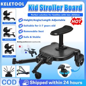 Baby Stroller Standing Board 2-in-1 Buggy Board Detachable Seat Stand Board Universal Wheeled Stroller Board Stroller Seat Attachment