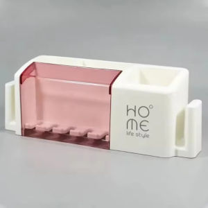 Bathroom Shelves Wall Mount Toothbrush Toothpaste Holder Cup Storage Rack Toiletries Organizer Bathroom Accessories