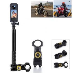 20230820 For 360 One Rs X2 X3 & GoPro 12 11mini 10 9 8 MAX Motorcycle Bike Camera Holder mount Handlebar Bracket Stand Invisible Selfie Stick Accessory TYPE2