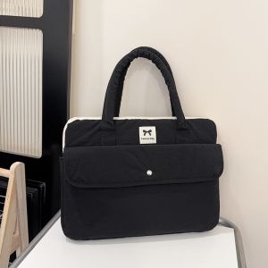 SCIENCE TOO25SC5 Water-repellent Bow Print Laptop Storage Bag Solid Color Large Capacity Tote bag Lightweight Multifunctional Laptop Shoulder Bag Home Office
