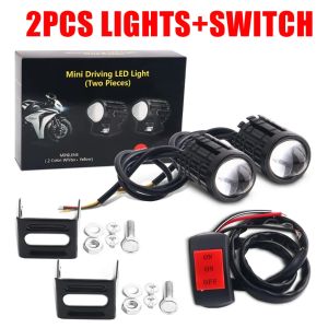 2Pcs Motorcycle Driving Light Pair 40w Super Bright Mini 2 Color Dual Fisheye Lens Fog Spot with dom