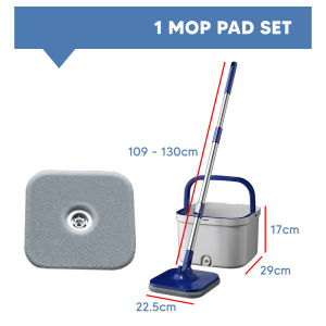[2 in 1] Borong365 Set Mop Lantai Separation Spin Mop Set Dirty Water Separation Mop Square Flat Mop Bucket Set