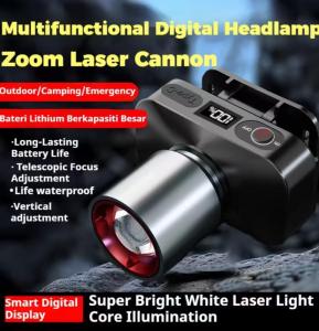 [ Mastrgadget ]  AJ-159 Headlamp 1000 Lumen IPX4 Waterproof 3 Modes Zoomable Rechargeable Headlight Digital Display Portable Headlamp