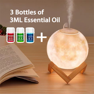 Humidifier 3 Colors Led Night Light Household Aromatherapy Diffuser 3D Air Humidifier With Wooden Frame Helping Sleep