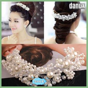 danux Bridal Wedding Headband Flower Tiara Crown Rhinestone Hair Band