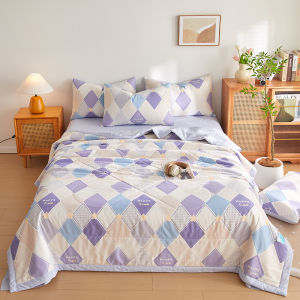 100% Cotton Spring Summer Quilt Geometric Diamond Pattern Air Conditioner Quilt for Bed Skin Friendly Breathable Thin Comforter2026