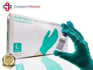 Crosspoint Tattoo Glove  ALOE GREEN Vinyl Food Nitrile Blend Disposable 100pcs ( Small  -  Large )